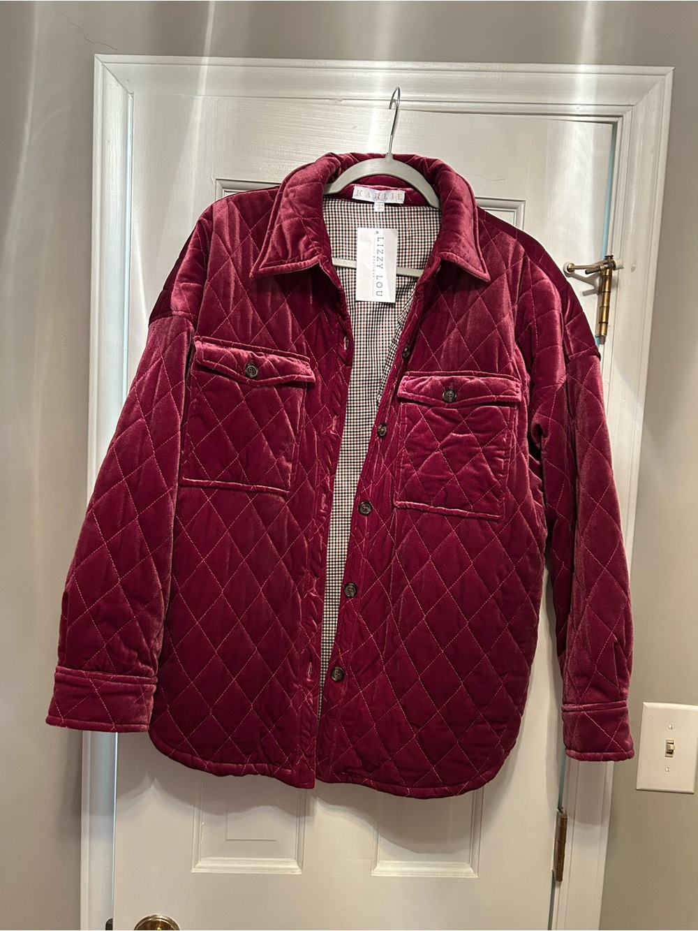 Quilted Velvet Jacket - Burgundy